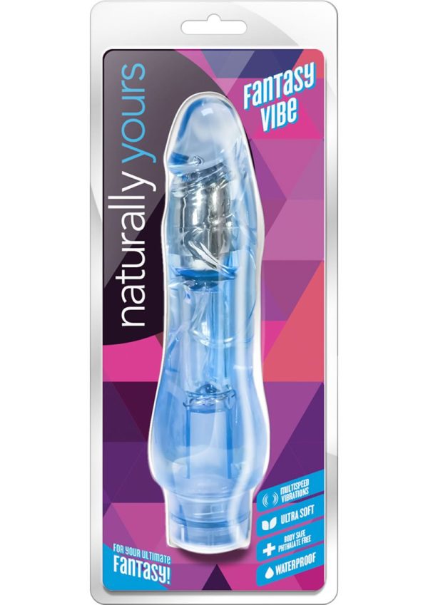 Naturally Yours Fantasy Vibrating Dildo 8.5in - Blue