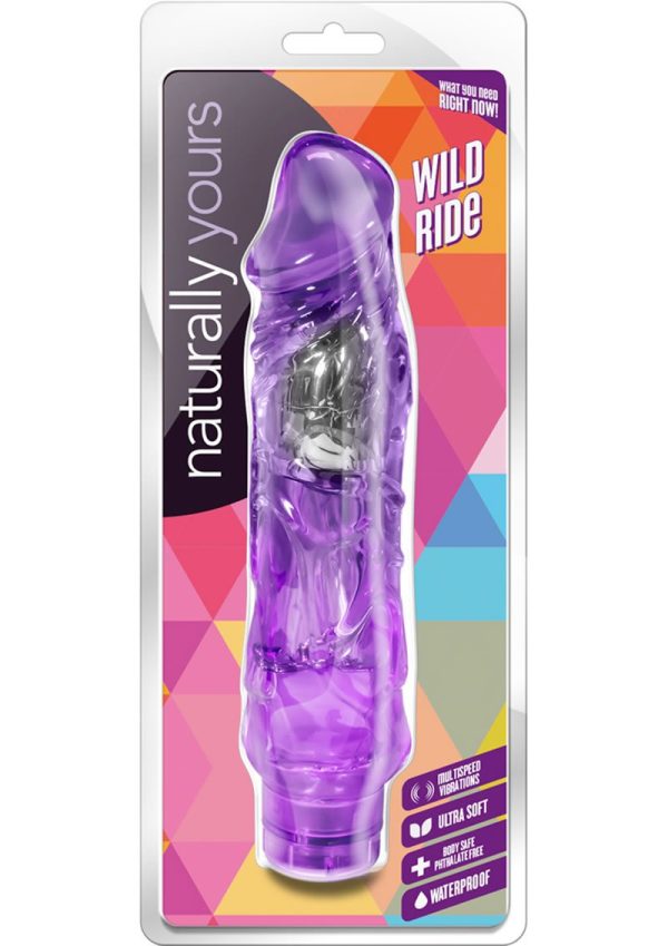 Naturally Yours Wild Ride Vibrating Dildo 9in - Purple