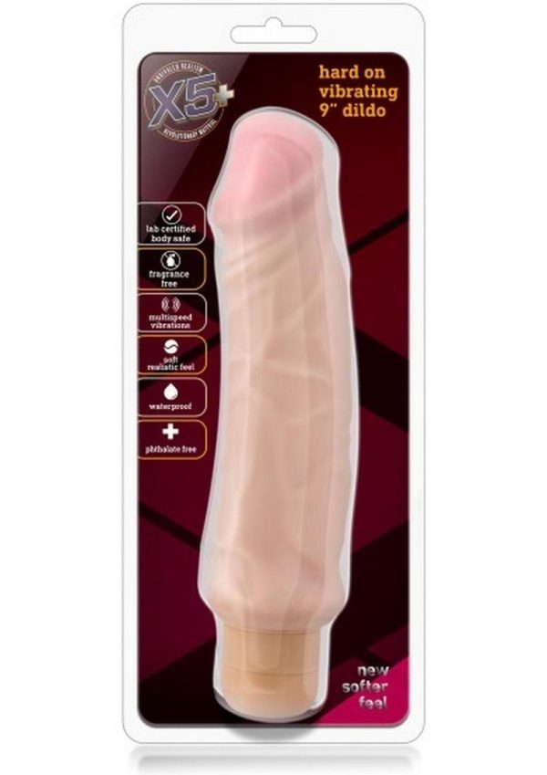 X5 Plus Hard On Vibrating Dildo 9in - Vanilla