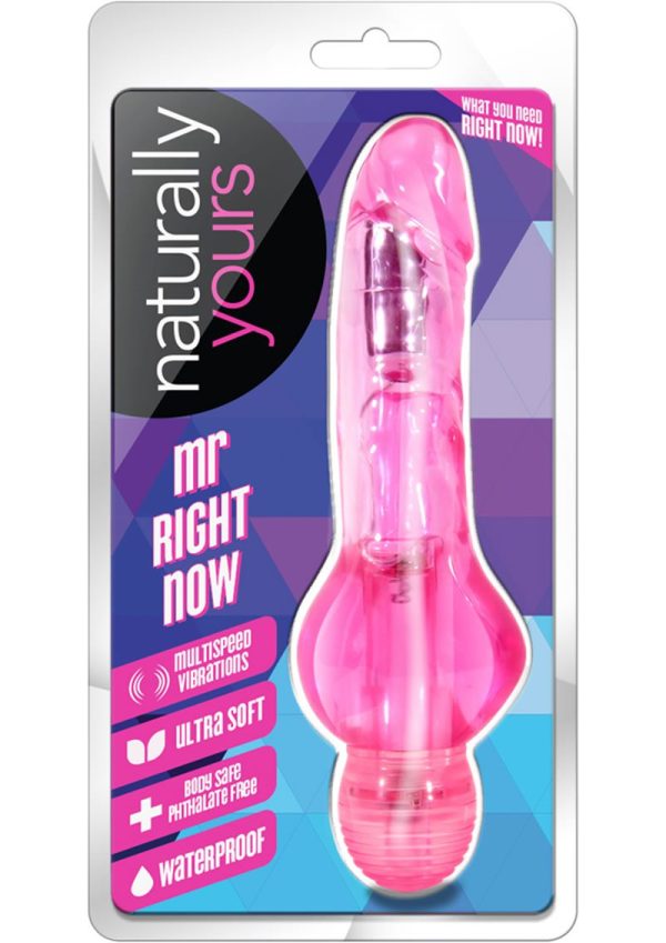 Naturally Yours Mr. Right Now Vibrating Dildo 6.5in - Pink