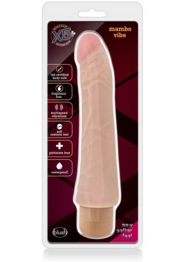 X5 Plus Mambo Vibe Vibrating Dildo 8in - Vanilla