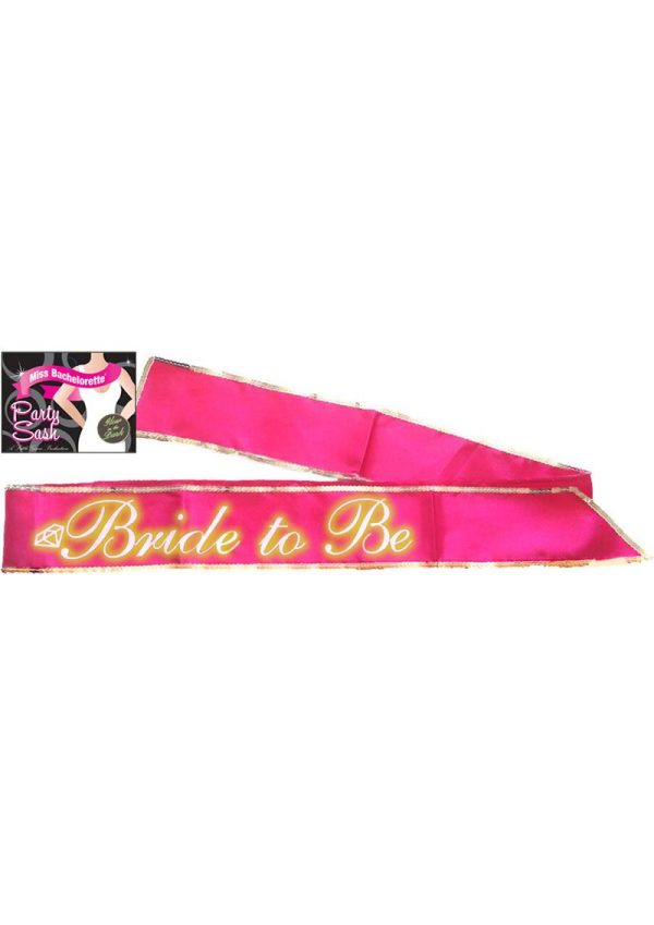 Bride-To-Be`s Glow In The Dark Party Sash - Hot Pink