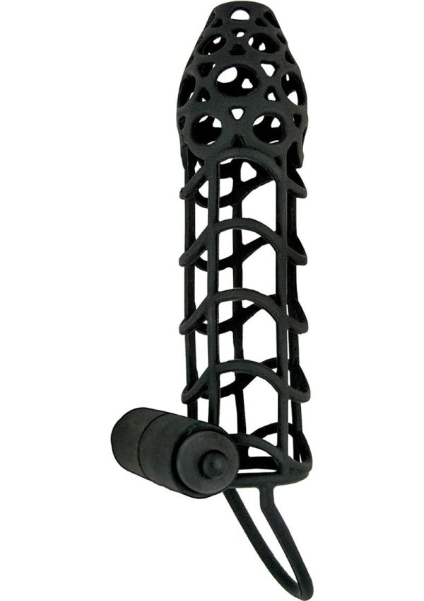 Mack Tuff Vibrating Silicone Cockcage Cock Ring - Black