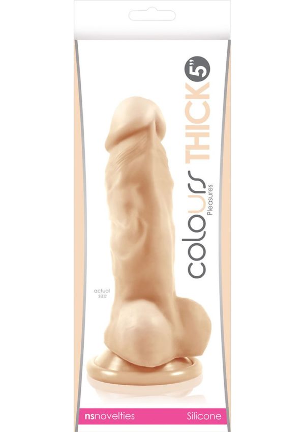 Colours Pleasures Silicone Thick Dildo 5in- Vanilla