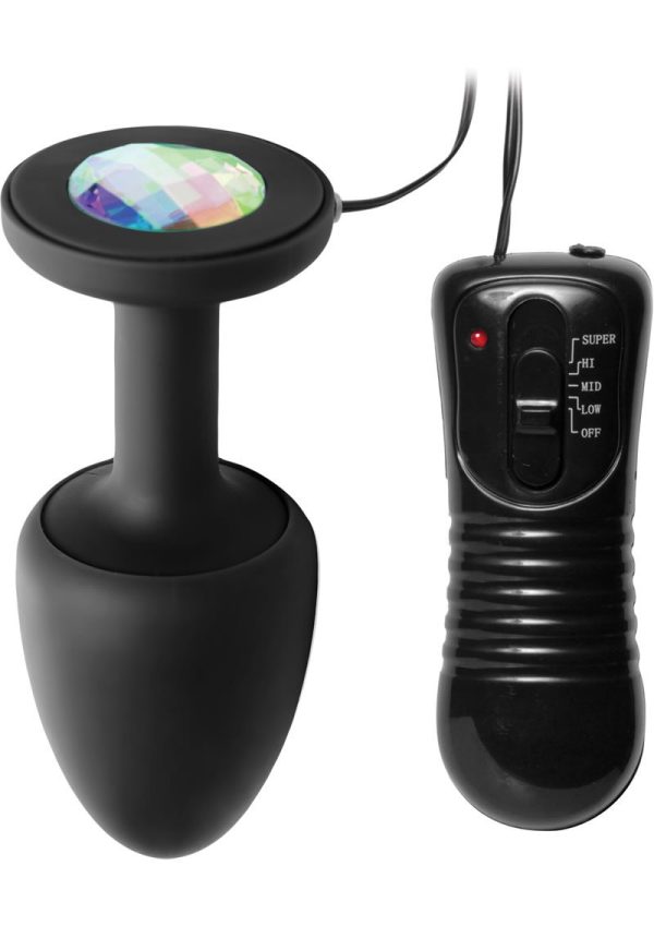 Master Series Paragon Gem Accented Vibrating Anal Plug - Black