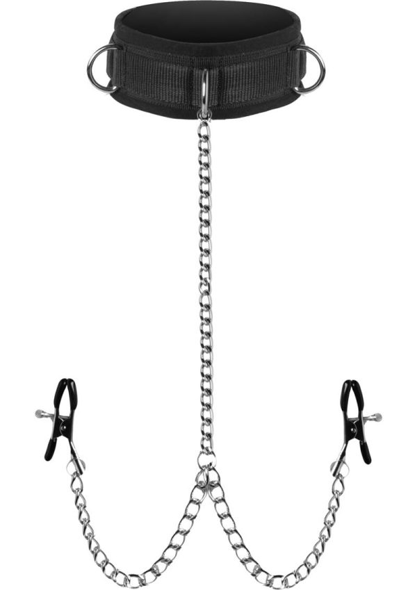 Master Series Submission Collar and Nipple Clamp Union - Black
