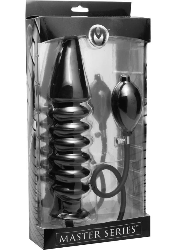 Master Series Accordion Inflatable XL Anal Plug - Black