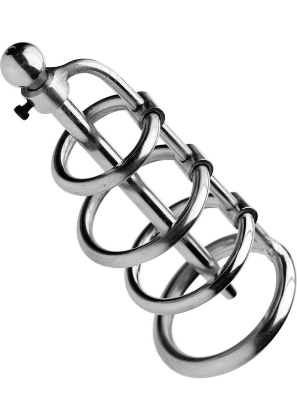 Master Series Gates of Hell Stainless Steel Adjustable Cum Through Sound Cage - Gray