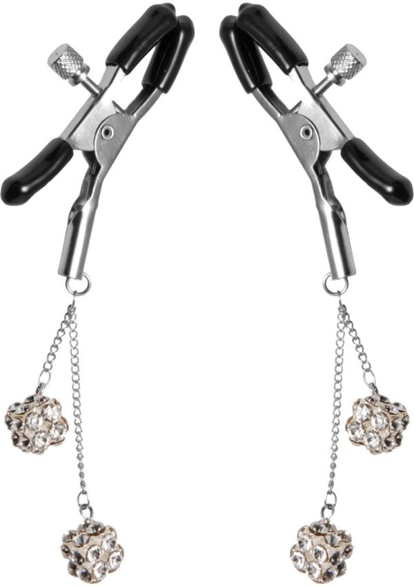 Master Series Ornament Adjustable Nipple Clamps w/ Jewel Accents - Black