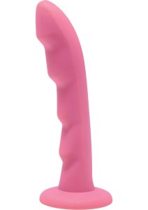 Strap U Ripples Strap-On Compatible Silicone 6.75in Dildo - Pink