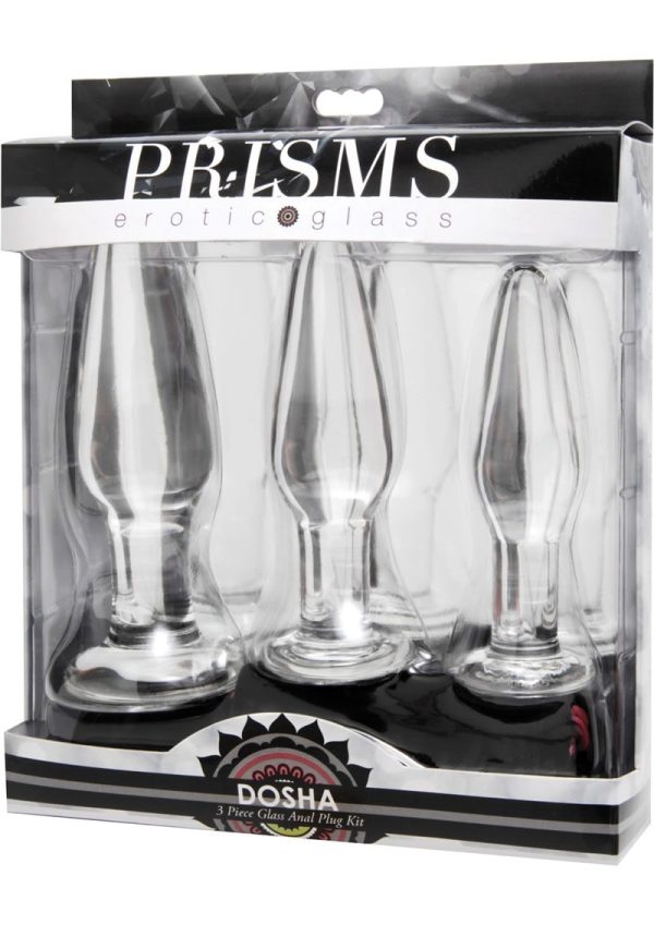 Prisms Dosha 3 Piece Glass Plug Kit - Clear