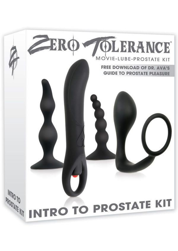 Zero Tolerance Intro to Prostate Silicone with Movie and Lube (4 piece kit) - Black