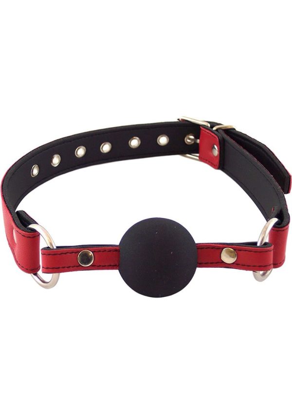 Rouge Leather Adjustable Ball Gag - Red and Black