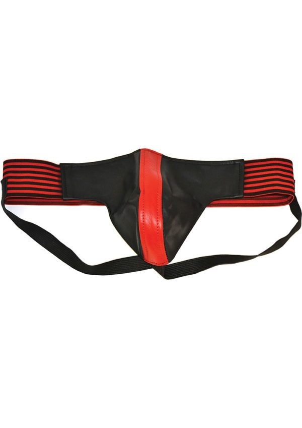 Rouge Leather Jock Strap - Large - Red/Black