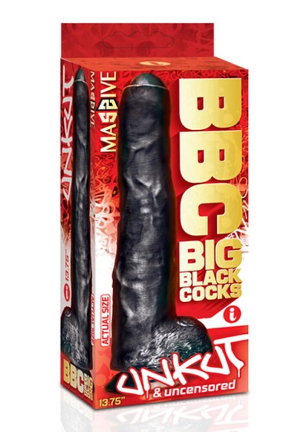 BBC Big Black Cocks Unkut and Uncensored Dong with Balls 13.75in - Black