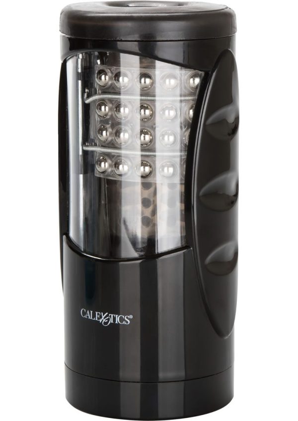 Optimum Power Ultimate Power Stroker Beaded Vibrating Masturbator - Black