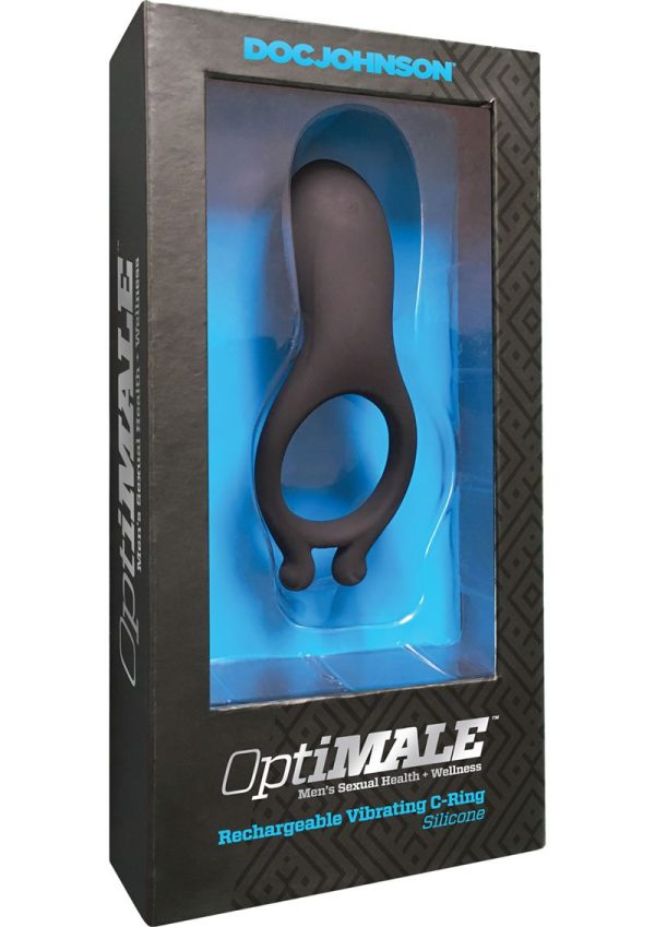 OptiMALE Rechargeable Silicone Vibrating Cock Ring - Black