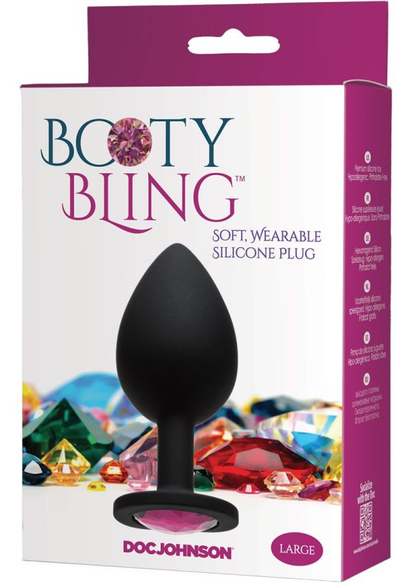 Booty Bling Jeweled Silicone Anal Plug - Large - Pink