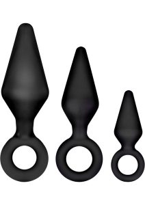 Luxe Night Rimmer Silicone Anal Kit (3 piece kit) - Black