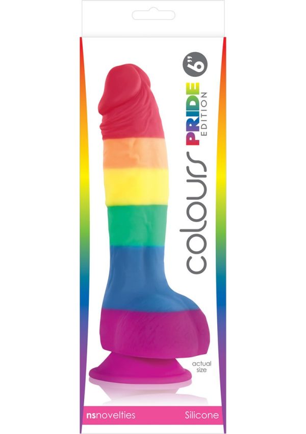 Colours Pride Edition Silicone Dildo 6in - Rainbow