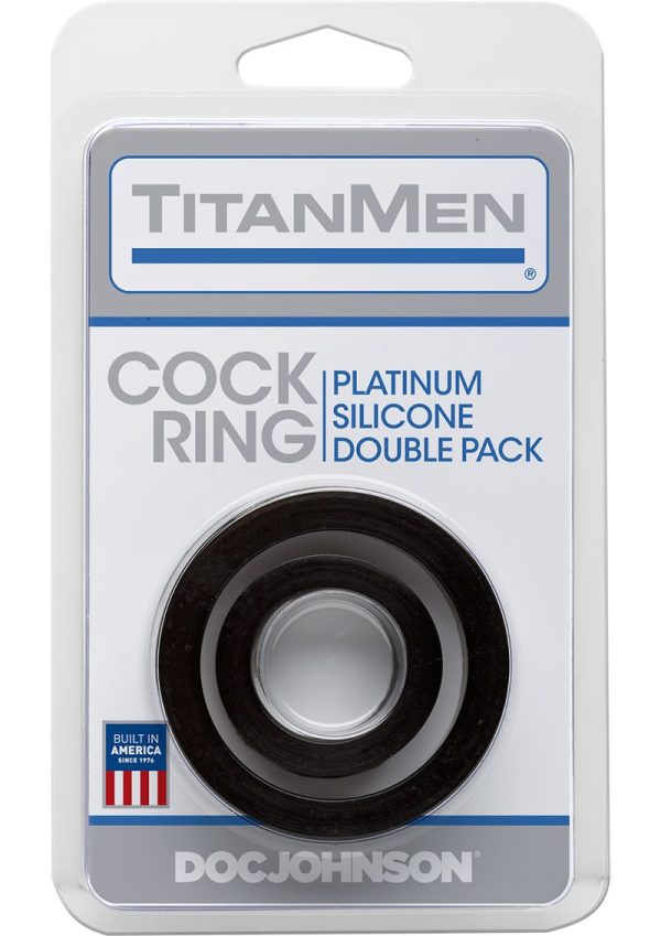 TitanMen Platimum Silicone Cock Rings (2 Piece Kit) - Black