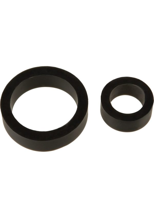 TitanMen Platimum Silicone Cock Rings (2 Piece Kit) - Black