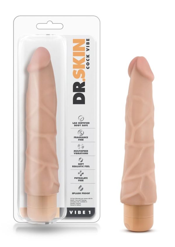 Dr. Skin Silver Collection Cock Vibe 1 Vibrating Dildo 9in - Vanilla