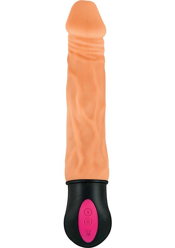 Natural Realskin Hot Cock #1 Rechargeable Warming Vibrator 7in - Vanilla