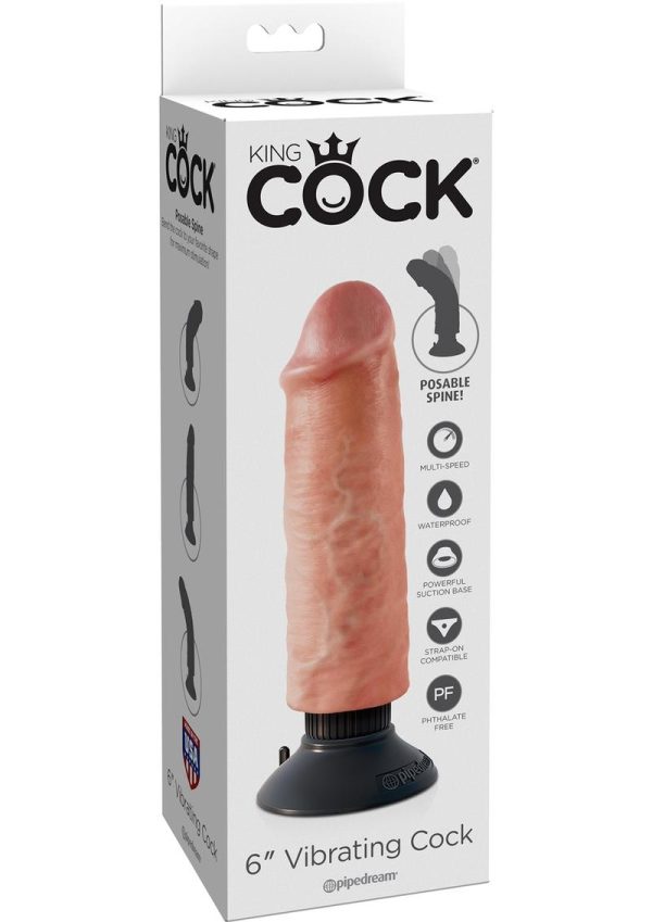 King Cock Vibrating Dildo 6in - Vanilla