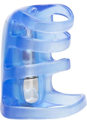 Couples Pleasure Cage Vibrating Cock Ring - Blue