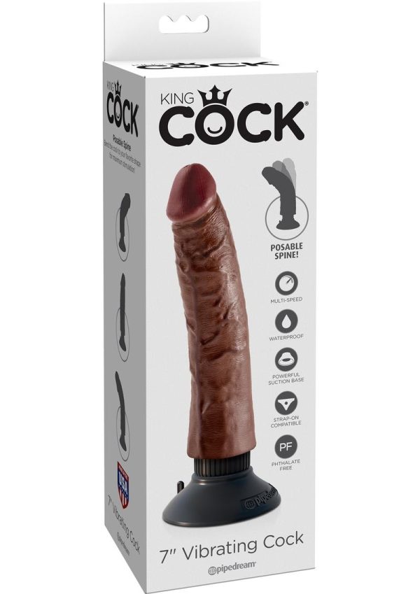 King Cock Vibrating Dildo 7in - Chocolate