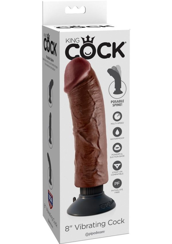 King Cock Vibrating Dildo 8in - Chocolate