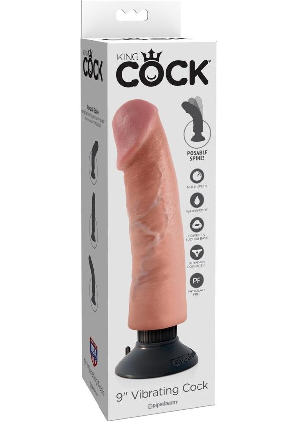 King Cock Vibrating Dildo 9in - Vanilla