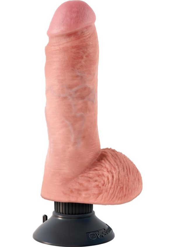 King Cock Vibrating Dildo with Balls 8in - Vanilla