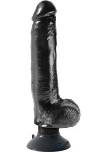 King Cock Vibrating Dildo with Balls 9in - Black