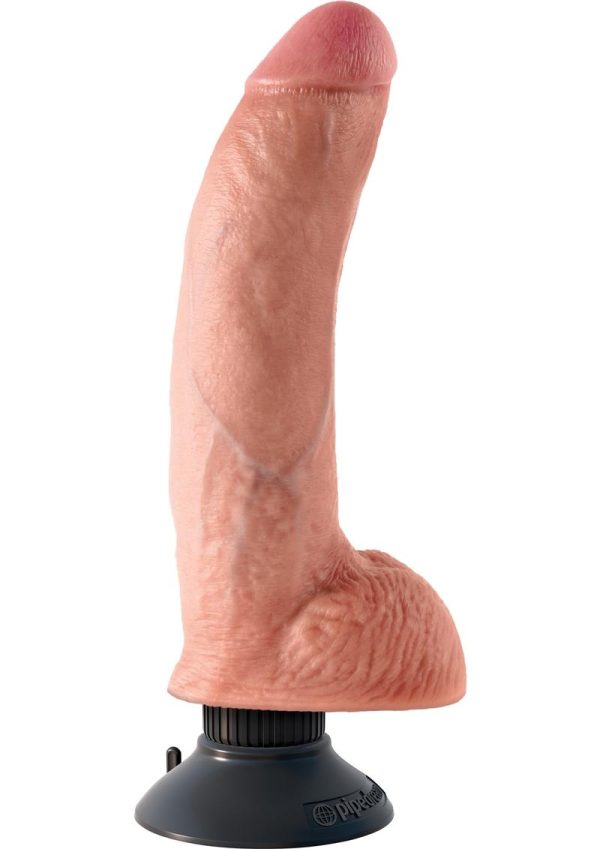 King Cock Vibrating Dildo with Balls 9in - Vanilla