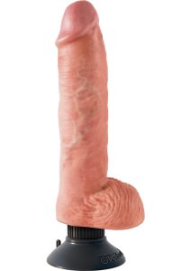 King Cock Vibrating Dildo with Balls 10in - Vanilla