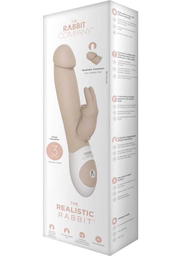 The Rabbit Company The Realistic Rabbit Rechargeable Silicone Triple Vibrator - Cream