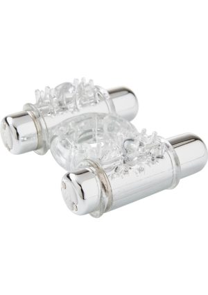 Nu Sensuelle Double Action Bullet Ring Rechargeable Vibrating Cock Ring - Clear