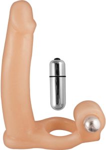 Double Penetrator Dream Vibrating Cock Ring - Vanilla
