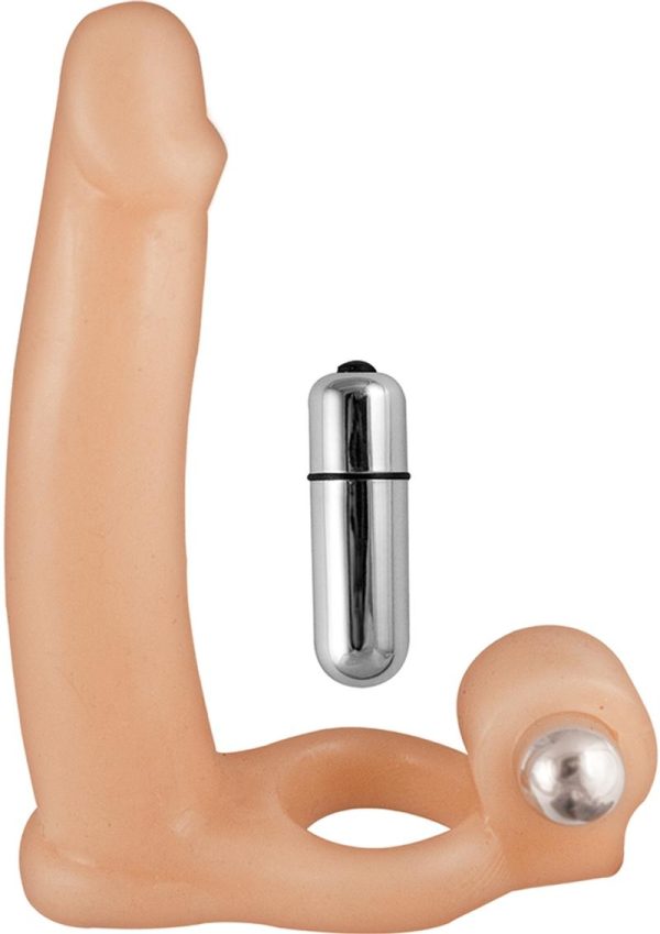 Double Penetrator Dream Vibrating Cock Ring - Vanilla