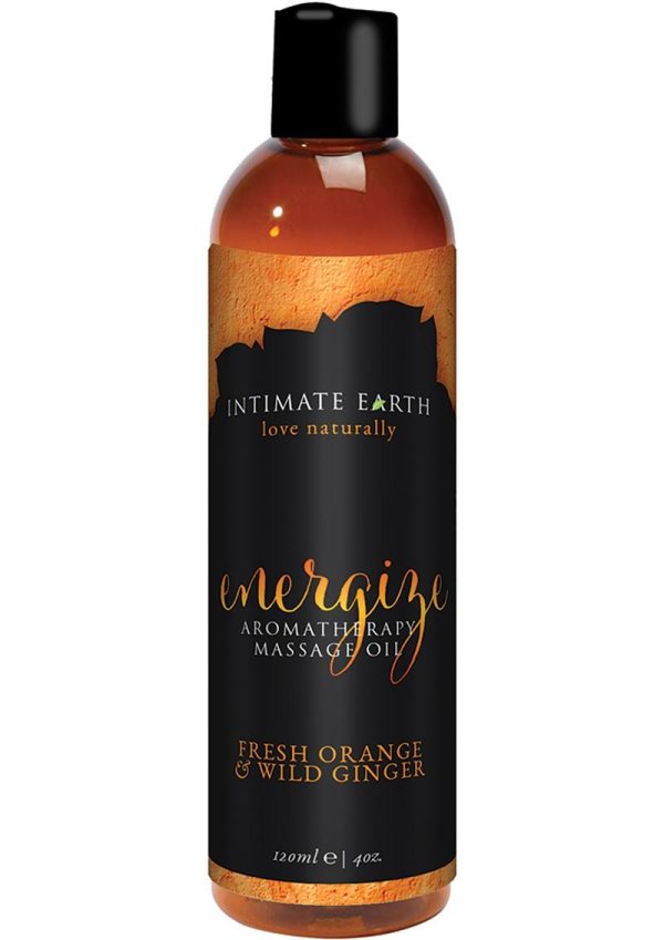 Intimate Earth Energize Aromatherapy Massage Oil Fresh Orange and Wild Ginger 4oz