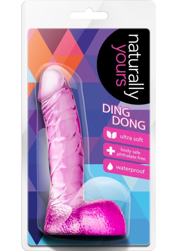 Naturally Yours Ding Dong Dildo with Balls 5.5in - Pink