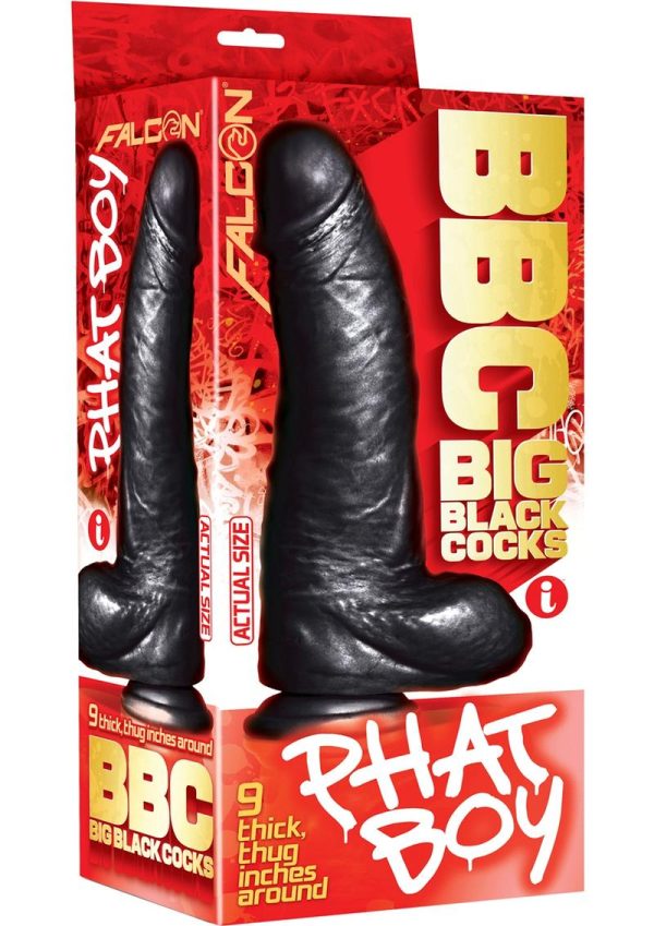 BBC Big Black Cock Phat Boy Realistic Dildo with Balls 10in - Black