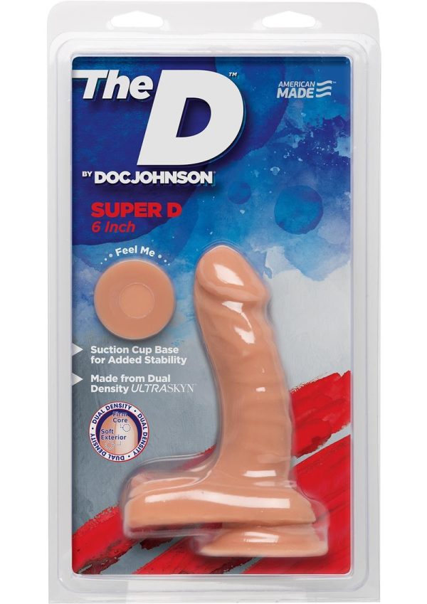 The D Super D Ultraskyn Dildo with Balls 6in - Vanilla