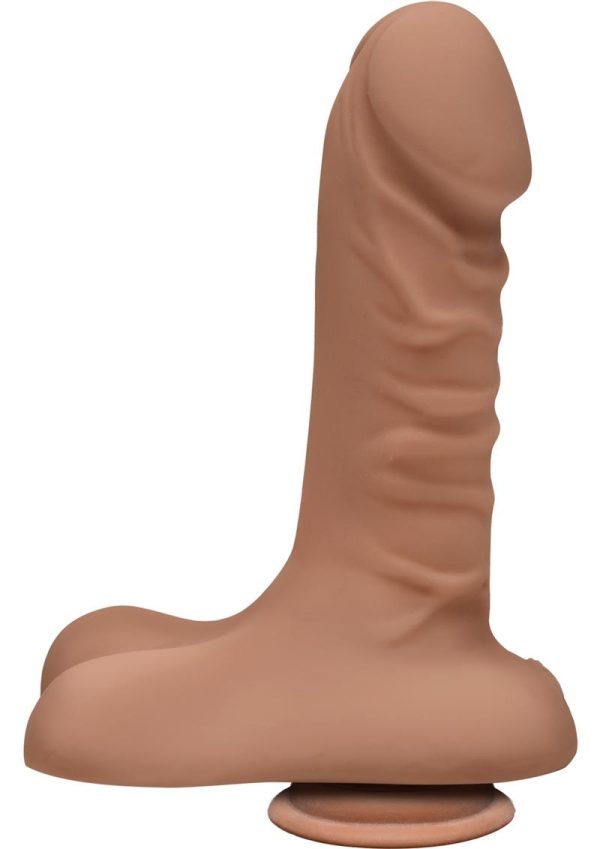 The D Super D Ultraskyn Dildo with Balls 6in - Caramel