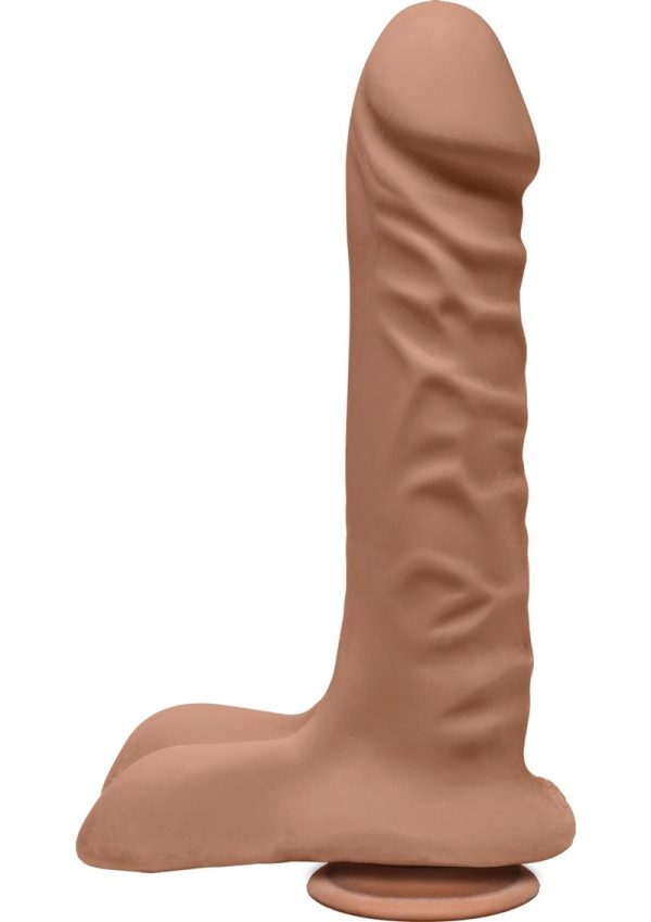 The D Super D Ultraskyn Dildo with Balls 8in - Caramel