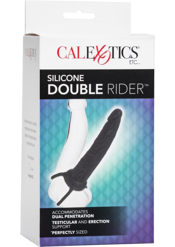 Silicone Double Rider Dildo Cock Ring - Black