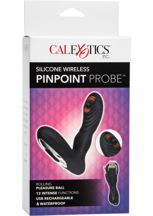 Silicone Wireless Pinpoint Probe USB Rechargeable Anal Vibrator Waterproof - Black