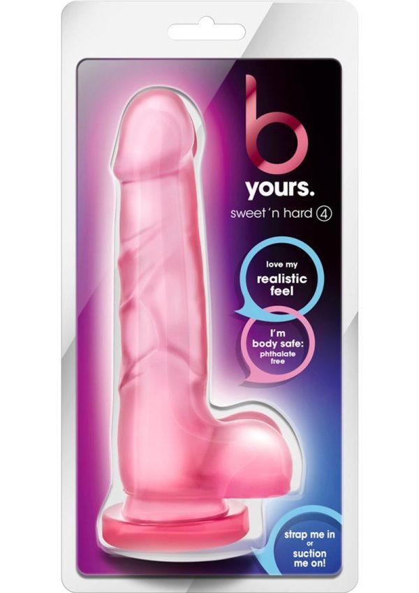 B Yours Sweet N` Hard 4 Dildo with Balls 7.75in - Pink